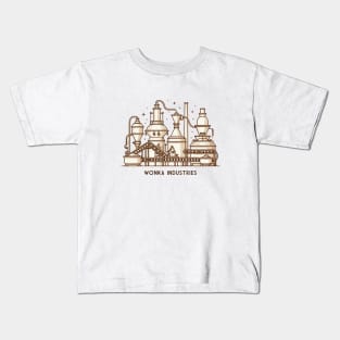 Chocolate Wonderland - Minimalist Line Art of a Chocolate Factory Kids T-Shirt
